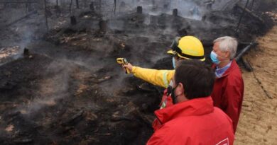 Autoridades visitan sector afectado por incendio forestal en Calbuco.