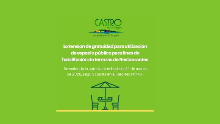 Castro extiende la habilitación del uso de terrazas para restaurantes hasta marzo del 2022.