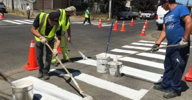 Municipio está ejecutando trabajos de demarcación de pasos peatonales en diversos sectores de Osorno
