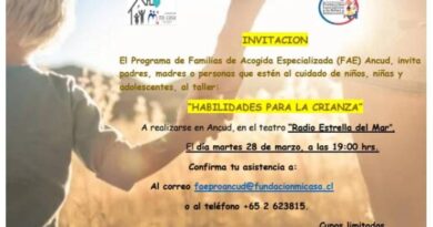 Un taller para Padres impartirá el Programa de Familias de Acogida Especializada de Ancud ( FAE)