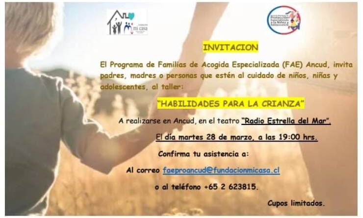 Un taller para Padres impartirá el Programa de Familias de Acogida Especializada de Ancud ( FAE)