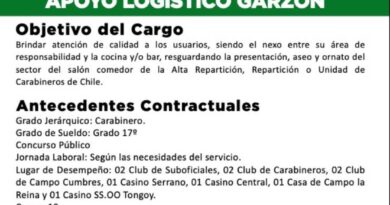 Carabineros extiende plazo de admisión a cargos de apoyo logístico
